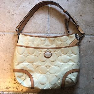 Coach cream colored satchel medium bag 7/10